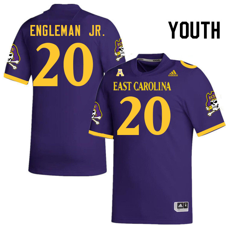 Youth #20 TJ Engleman Jr. ECU Pirates College Football Jerseys Stitched-Purple